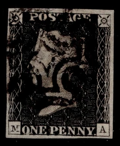GB QV SG2, SCARCE 1d black PLATE 10, FINE USED. Cat £750. BLACK MX MA - Picture 1 of 1
