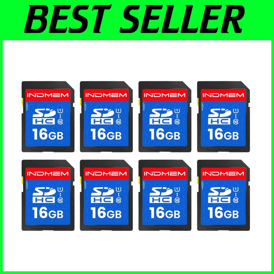 High-Speed 16GB SD Card Pack - 8 Class 10 MLC Memory Cards for Devices - Image 1 of 4