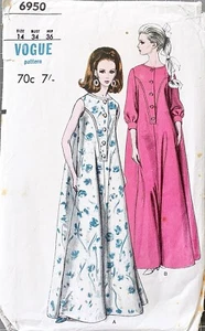 VOGUE 6950 1960's Dress Robe Sewing Pattern. Size 14 - Bust 34”. - Picture 1 of 2