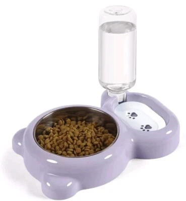 Conjunto de tigelas de água e comida de gato para cachorros com dispensador de água e aço inoxidável  - Imagem 1 de 4