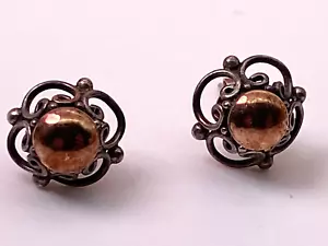 Vintage Sterling Silver 925 Earrings Studs 1.70g Gilt - Picture 1 of 7