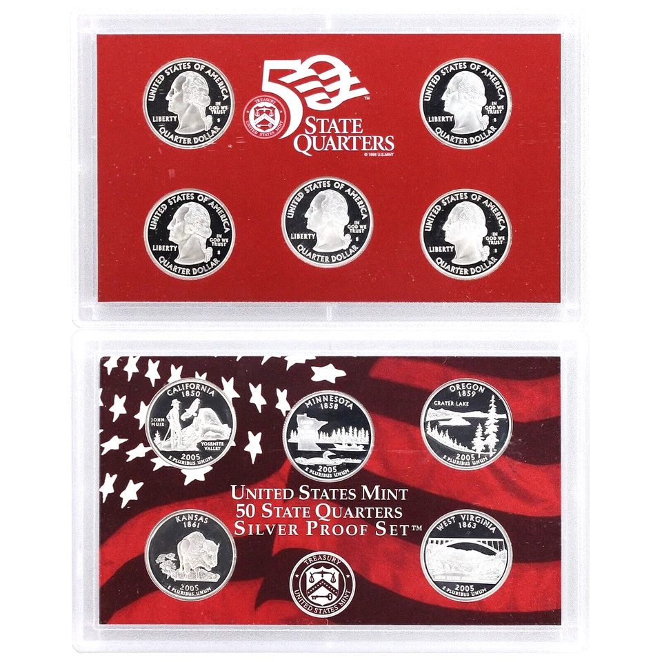 2005 S Proof State Quarter Set 90% Silver No Box or COA 5 Coins US Mint - Image 1 of 1