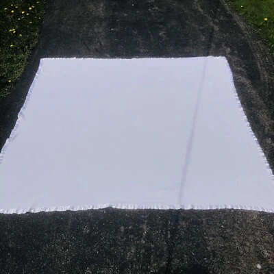 Simply Shabby Chic Soft Heavy Fleece Blanket QUEEN White Satin Binding 92”x92” - Image 1 of 4