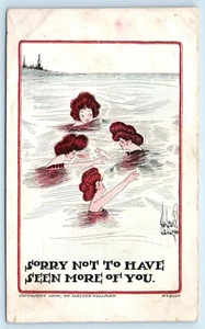 CARTOLINA Umorismo Bellezze da Bagno Scusate di non aver visto più di voi artista firmata - Foto 1 di 2