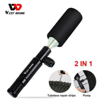 WEST BIKING 2 in 1 Fahrradpumpe CO2 Inflator Fahrrad Tubeless Reifen Repair Tool - Bild 1 von 4