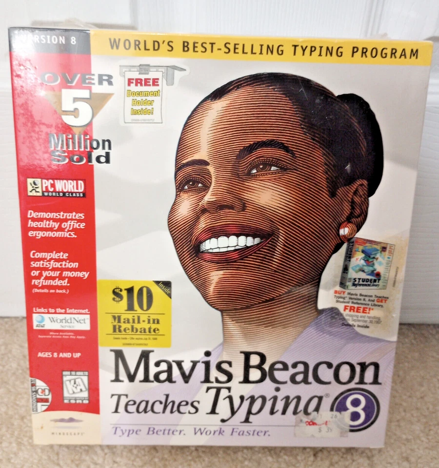 Mavis Beacon Teaches Typing Version 8 For Windows 95 BRAND NEW SEALED BIG BOX - Image 1 of 4
