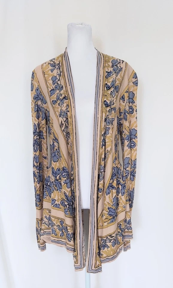 Cárdigan Anthropologie Talla Pequeña Ginebra Tapiz Punta Mezcla Lino Azul Tostado Foto 1 de 4