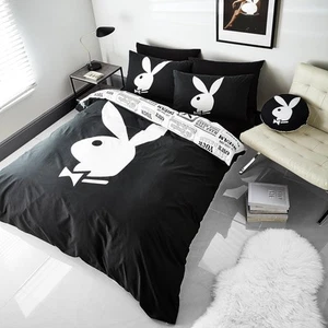 Juego de funda nórdica reversible vintage Playboy clásica negra blanca tamaño king - Imagen 1 de 5