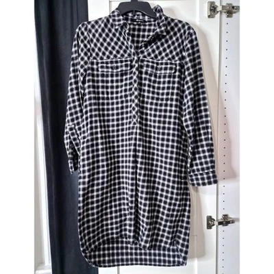 Vestido Camisa Madewell Cuadros Negro Blanco Manga Larga Botón Delantero XS Foto 1 de 4