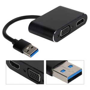 USB3.0 To High Definition Multimedia Interface + VGA Adapter 2‑in‑1 HD Compu NEW - Afbeelding 1 van 12