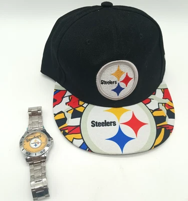 Lote de relojes Pittsburgh Steelers New Era 9fifty Snapback Hat Flatbill y metal Foto 1 de 4