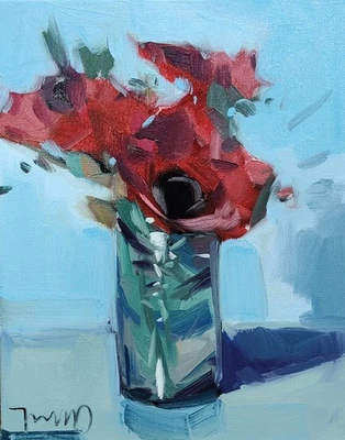 Коллекционная художественная картина художника красные маки Хосе Трухильо 16x20 дюймов - Изображение 1 из 4