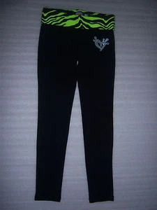 Girls Justice Fold-over Animal print waistband Green/ Pink Yoga Pants Size 8 NEW - Picture 1 of 8