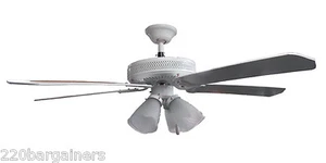 Sakura 52" 220-240 Volt Ceiling Fan 220/240V White 5 Blades 4 Lights 3 Speed - Picture 1 of 10
