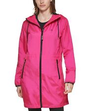 CALVIN KLEIN Women's Hooded Anorak Raincoat Coat Large Cactus Pink
