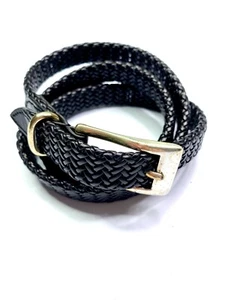 Nine West Fashion Braided Belt Black Womens Sz L Faux Leather Silver Buckle - Picture 1 of 9