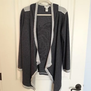 Soft Surroundings Hooded Open Cardigan with Rose Design Blue Gray Size S - Picture 1 of 8