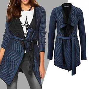 genial WARM Strickjacke STRICKMANTEL Jacke Cardigan BLAU SCHWARZ Gr.32/34 - Bild 1 von 6