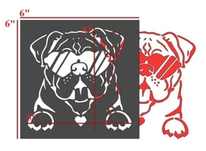 6"x6" Plastic Stencil - Dog w/Heart Glasses (SC876) - Picture 1 of 3