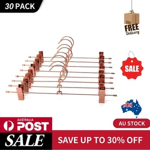 Rose Gold Pants Trousers Clothes Hangers Shiny Metal Wire Clips Hangers 30PCS - Picture 1 of 14