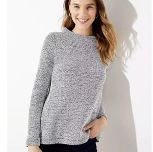 LOFT Boucle Pullover Pulli mit Stehkragen Pflaume Dunst Größe Medium neu mit Etikett - Bild 1 von 8