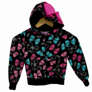 Nickelodeon JOJO Siwa Girl's Graphic Print Black Zip Up Hooded Sweatshirt Size S - Picture 1 of 9