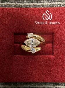 2Ct Marquise Cut Lab Diamond Swirl Ring 10K Yellow Gold VS1/E IGI Engagement Gif - Picture 1 of 9