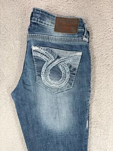 Pantalones de mezclilla para mujer Big Star Liv 26R azul bordado cremallera rota (leer) - Imagen 1 de 12