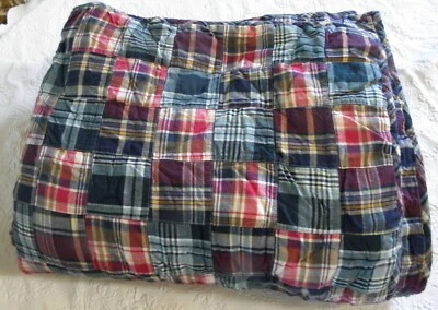 Ralph Lauren University Layne Madras Plaid Patchwork Twin Comforter+2 Std Shams Foto 1 de 4