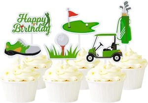 Mulukaya 24Pcs Golf Cupcake Toppers Golf Shoes Bag Ball Carts Lawn Cake Picks... - Picture 1 of 2