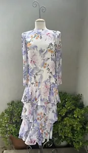 Vtg Chiffon Dress Pastels Floral Tiered 5/6 Ursula Switzerland - Picture 1 of 12