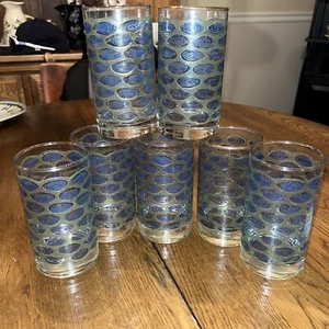 Vintage MCM Libbey Nordic Peacock Swirl Glasses Blue Green 5" Rare Bar Lot Of 7 - Picture 1 of 6