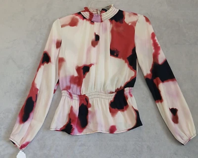 NINE WEST Women's Dressy  Blouse Pinks Classy Silky Balloon Sleeves Smocked Sz S - Image 1 of 4