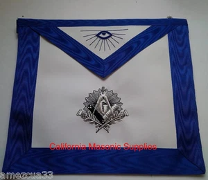 Blue Lodge Master Mason Regalia apron Silver Bullion Embroidery Work Freemasonry - Picture 1 of 1