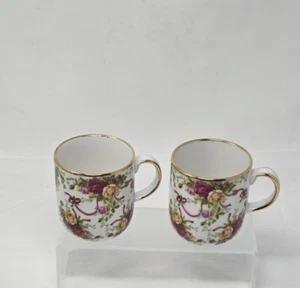 Royal Albert Old Country Roses Ruby Celebration Fine China 2001 Mugs set of 2 - Picture 1 of 9