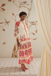 Maxi Vestido Farm Rio Blanco Ainika Flores Para Mujer Mediano Nuevo con Etiquetas - Imagen 1 de 4