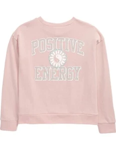 TREASURE & BOND Pink Flower Ying-Yang POSITIVE ENERGY Boho Sweater Top L 10/12 - Picture 1 of 3