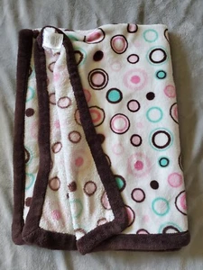 Carter's Plüsch Babydecke rosa türkis braun Kreise Ringe  - Bild 1 von 2