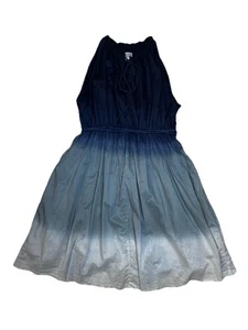 Converse 100% Cotton Lined Sleeveless Summer Blue Ombré Skater Dress XL - Picture 1 of 7