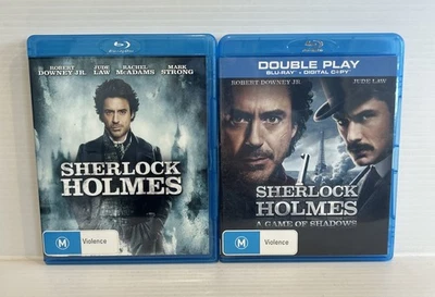 Sherlock Holmes & Sherlock Holmes : A Game Of Shadows (Blu-Ray 2009) Region B - Image 1 of 2