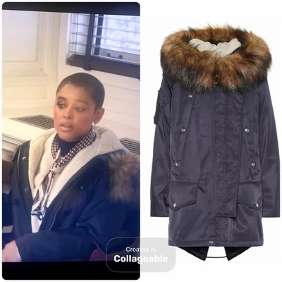 Gossip Girl Screen Worn BURBERRY Faux Fur-Trimmed Parka Small Navy ASO Julien - Image 1 of 4