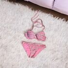 Aerie 2 Piece Bikini Swimsuit Womens Pink Padded Top 32B, Bottom Hipster Xs Euc