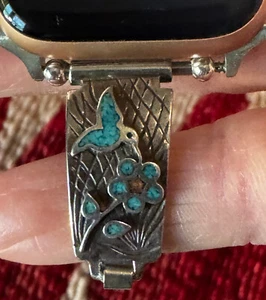 Cinturino orologio sterling nativi americani vecchio pedone modificato per adattarsi a tutti gli Apple Watch - Foto 1 di 8