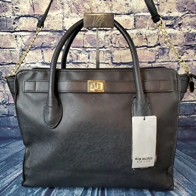 Bolso de Mano Organizador Solo New York Saffiano Cuero Sintético para Laptop Negro Foto 1 de 4