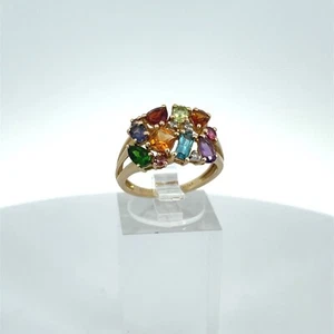 14K Gelbgold Streuring Multi Edelstein - Bild 1 von 7