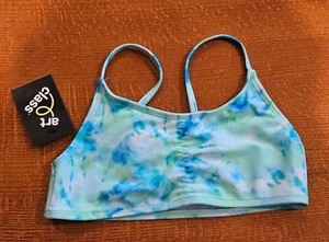 NEW Girls Swim Bikini Top Blue Green Tie Dye Large 10/12 Art Class - Picture 1 of 5