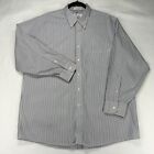 ETIENNE AIGNER PINPOINT OXFORD Men's Shirt Size 17.5 Striped Blue Made USA