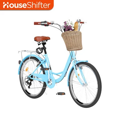 24" Adult Women City Beach Bicycle Bike 7 Speed with Basket & Adjustable Seat - Image 1 of 4