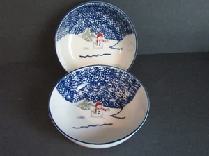 Thomson Pottery SNOWMAN  12" Platter  BLUE SPONGEWEAR - Picture 1 of 6