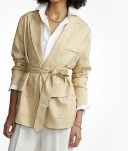 $498 NWT Polo Ralph Lauren 8 Silk Wool Belted Blazer Jacket Utility Safari - Picture 1 of 15